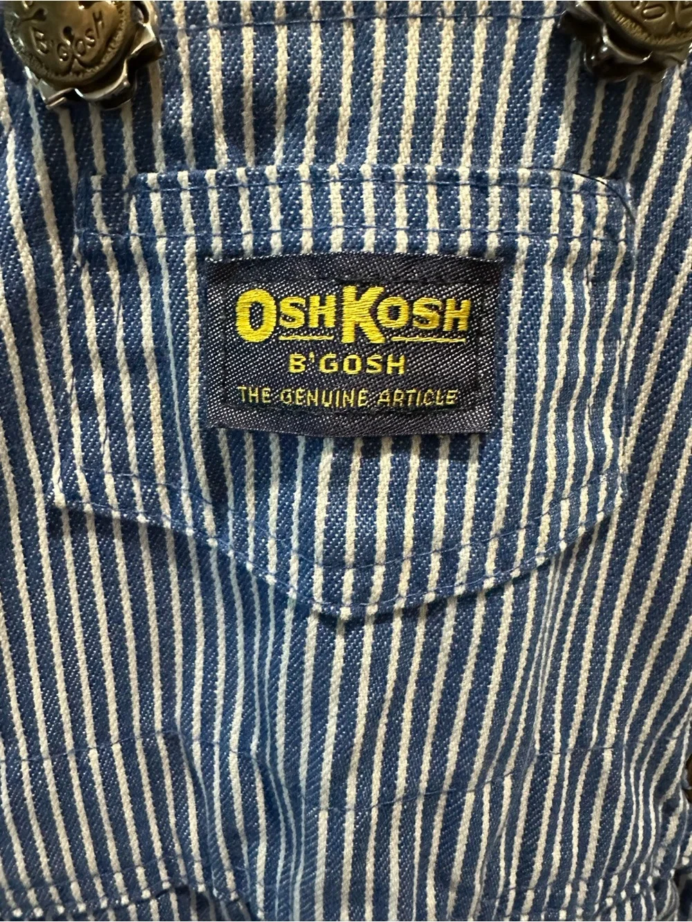 OshKosh B'gosh Vintage Blue Stripe Kids Overalls 24 months